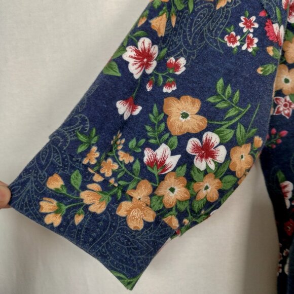 Vintage Large Skirt And Shirt Knit Outfit Set Blue Floral Cottagecore Soft USA - Picture 16 of 16